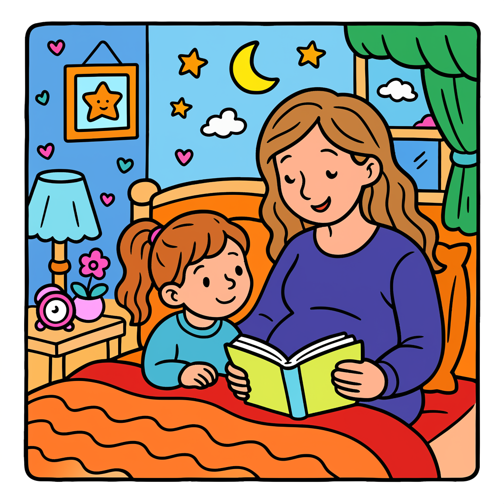 Bedtime Story with Mom - Colored Preview