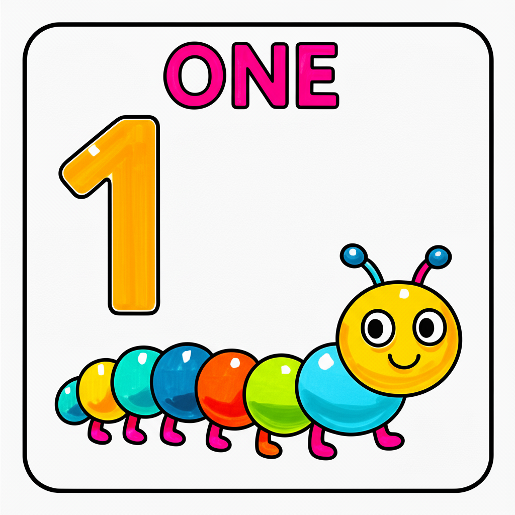 Caterpillar Learns Number Fun Coloring Page - Colored Preview