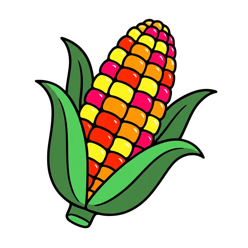 Classic Corn Cob Delight Coloring Page - Colored Preview