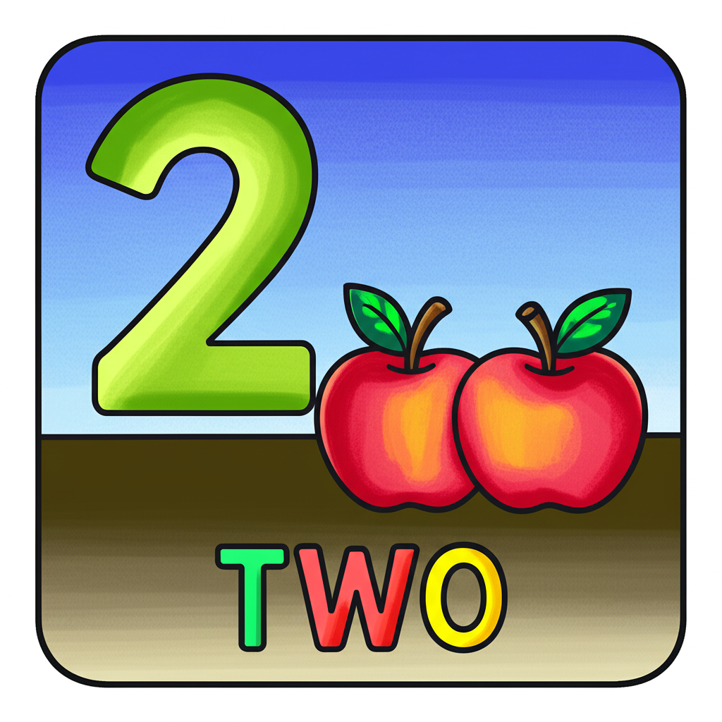 Coloring Number Two Apples Coloring Page - Colored Preview
