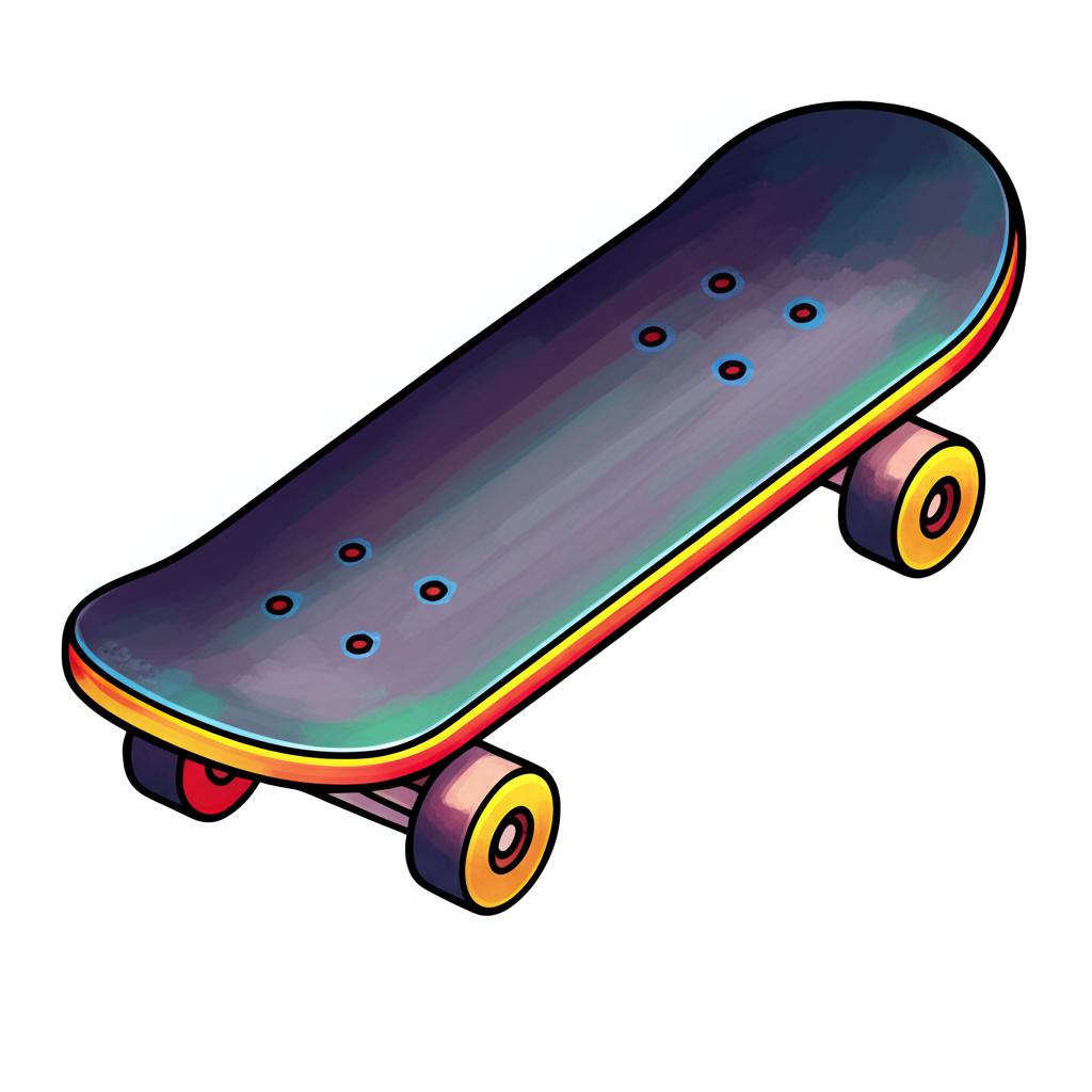 Cool Skateboard Ride Coloring Page - Colored Preview