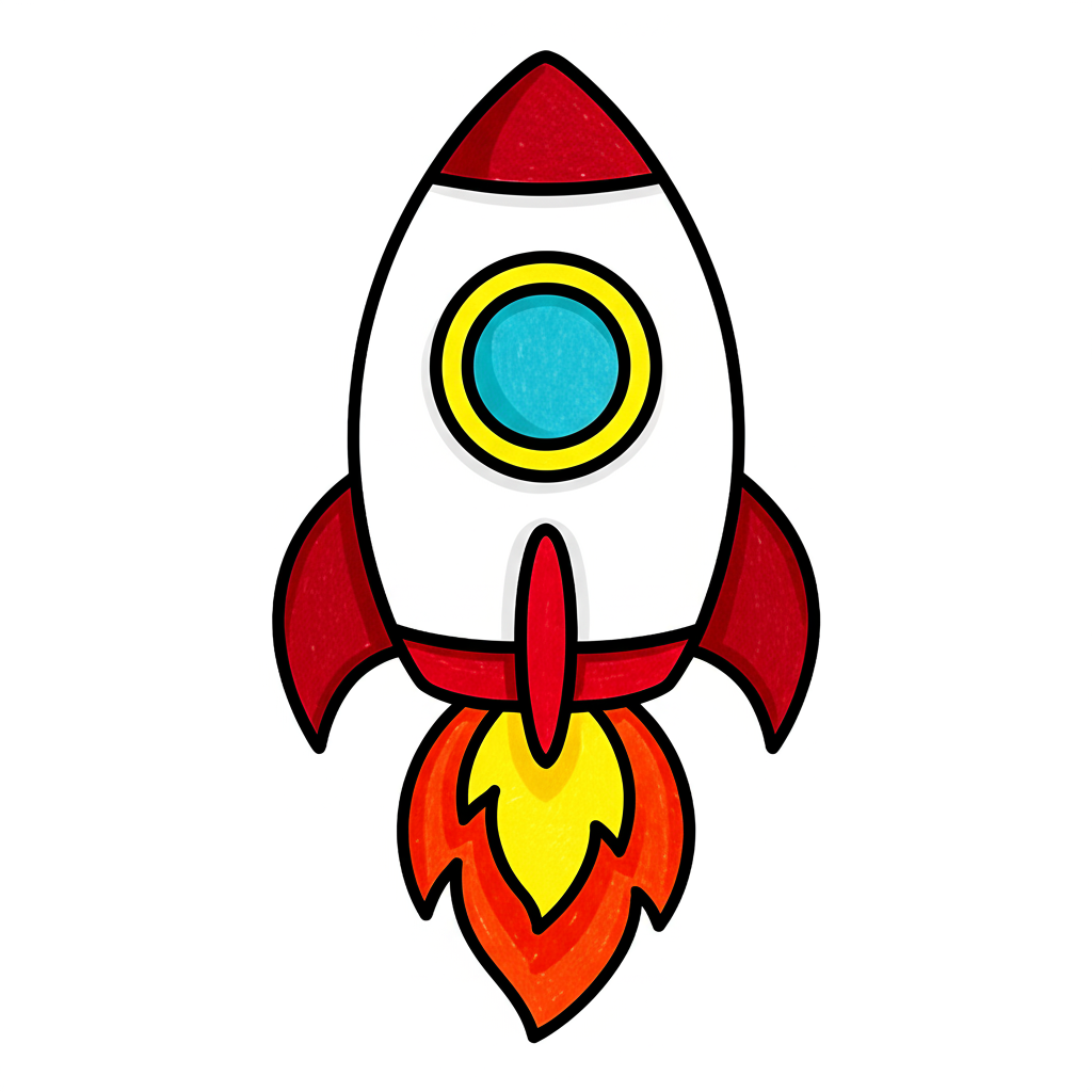 Cosmic Rocket Adventure Coloring Page - Colored Preview