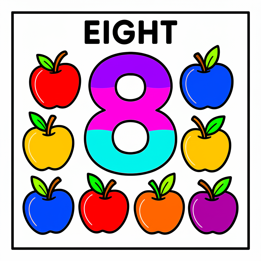 Counting Apples Number Fun Coloring Page - Colored Preview
