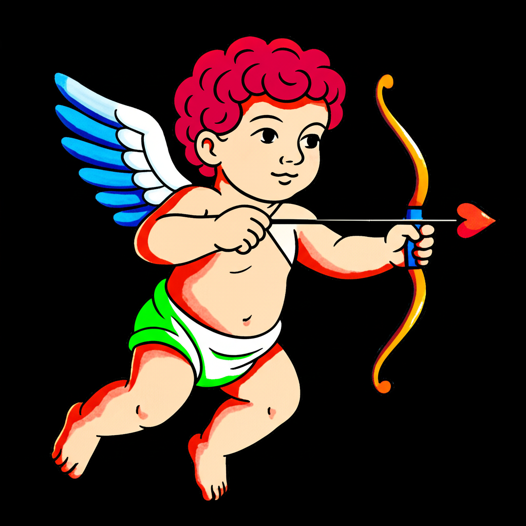 Cupid Takes Aim Coloring Page - Colored Preview
