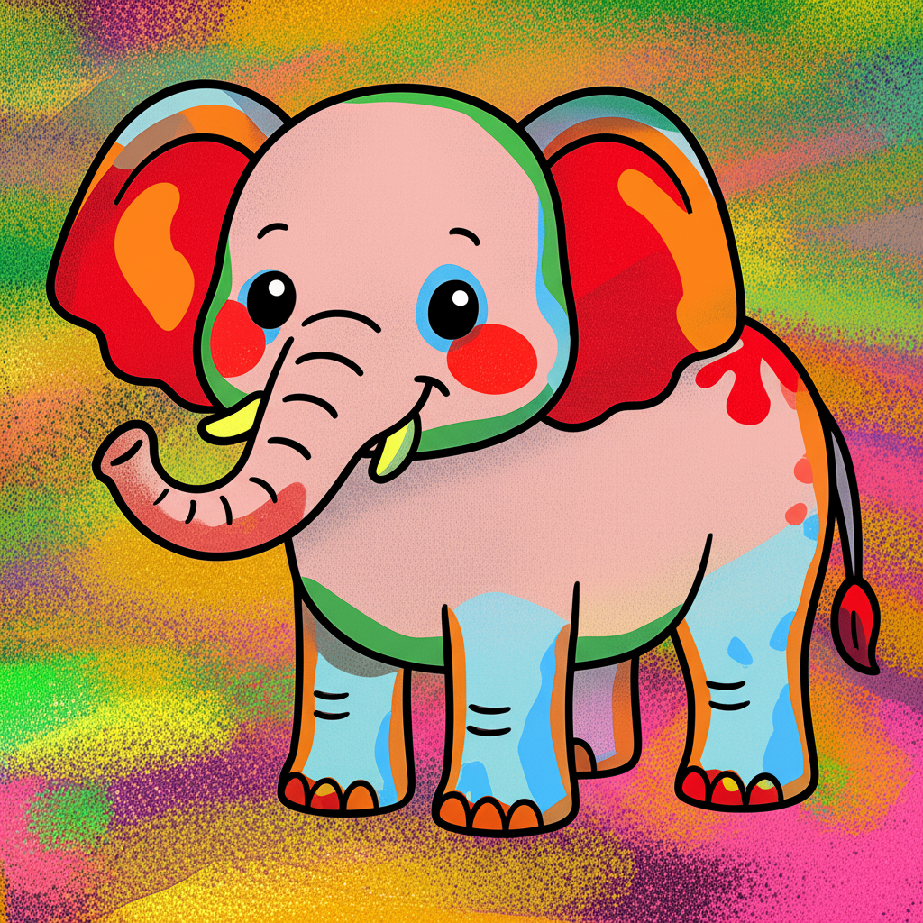Cute Baby Elephant Coloring Coloring Page - Colored Preview