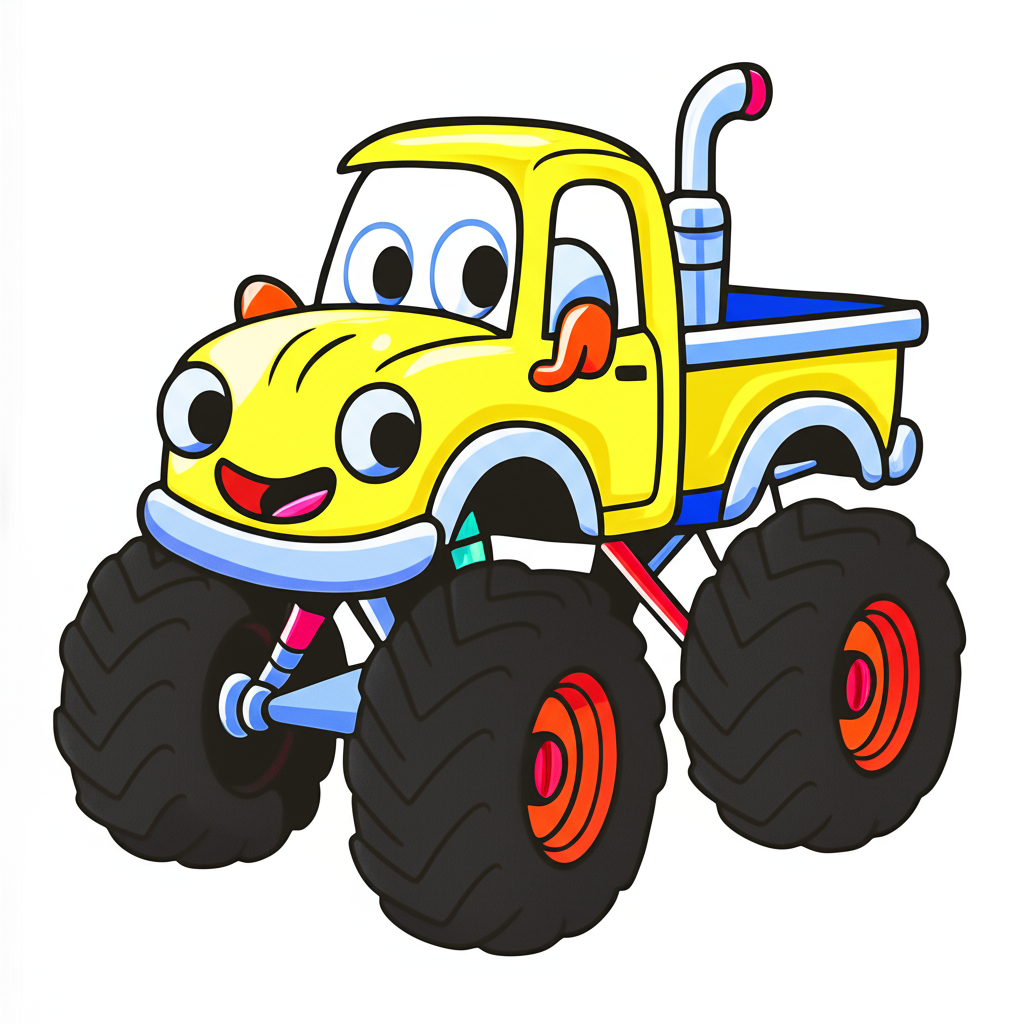 Friendly Monster Truck Smiles - Colored Preview