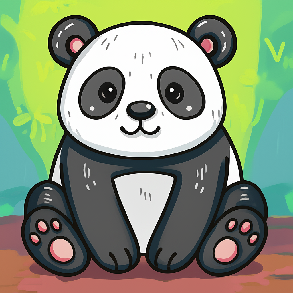 Cute Panda Pal Coloring Coloring Page - Colored Preview
