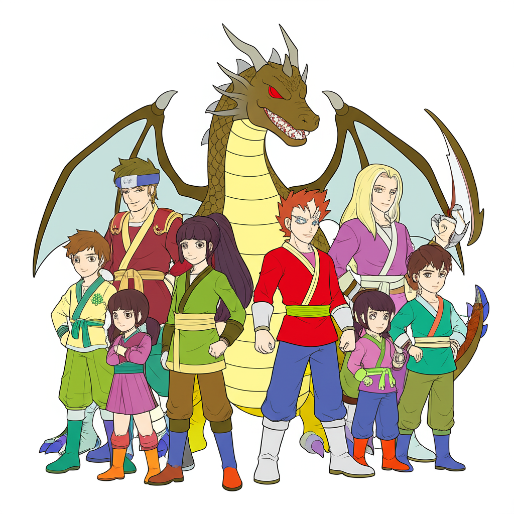 Dragon Warrior Team Power Coloring Page - Colored Preview