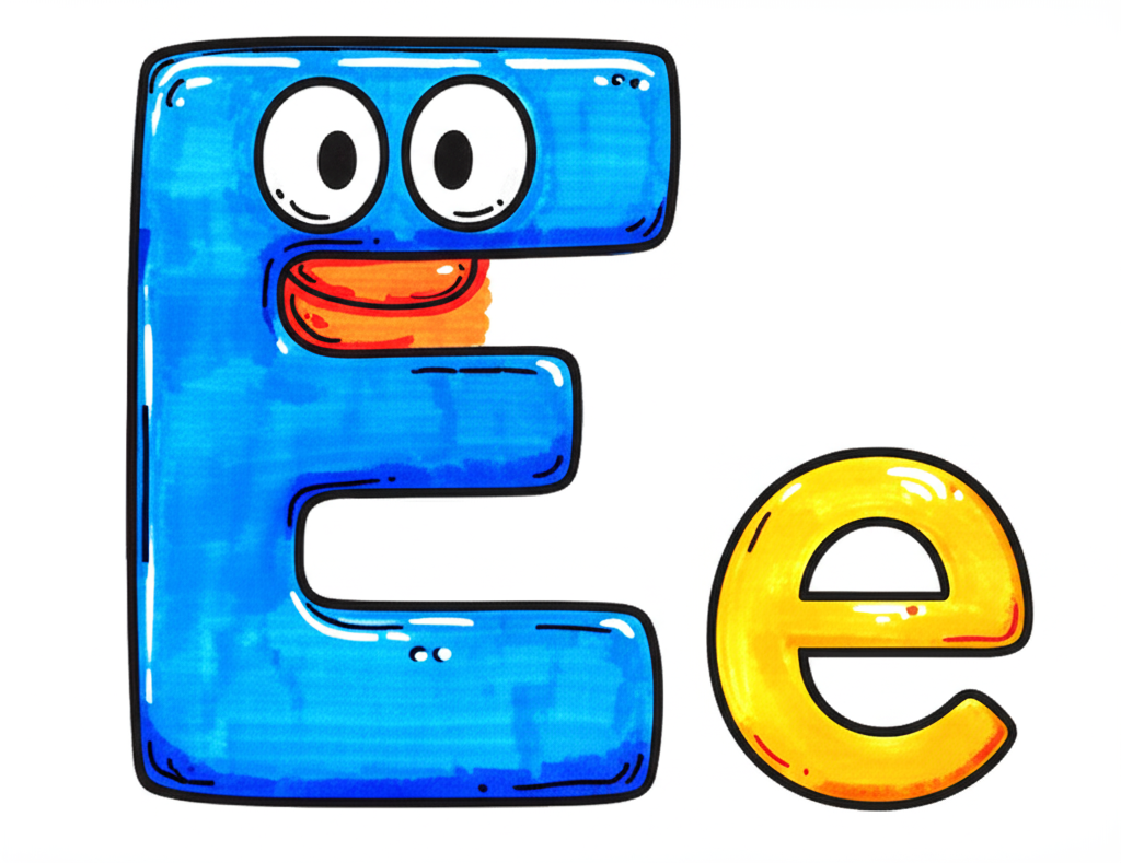 Excellent Letter E Fun Coloring Page - Colored Preview