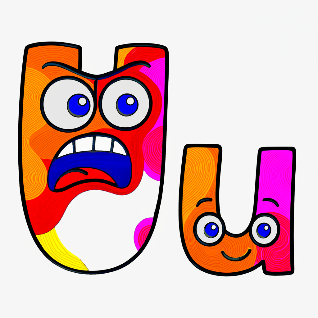 Expressive Letter U Friends Coloring Page - Colored Preview