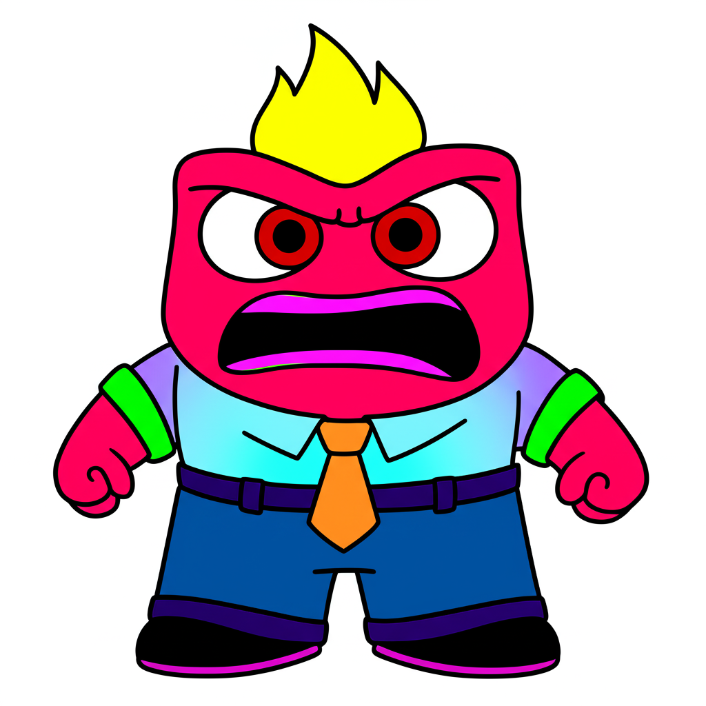 Fiery Emotion Character Page Coloring Page - Colored Preview