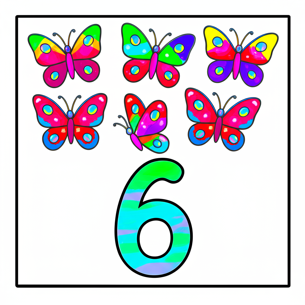 Flutterby Friends Counting Coloring Page - Colored Preview