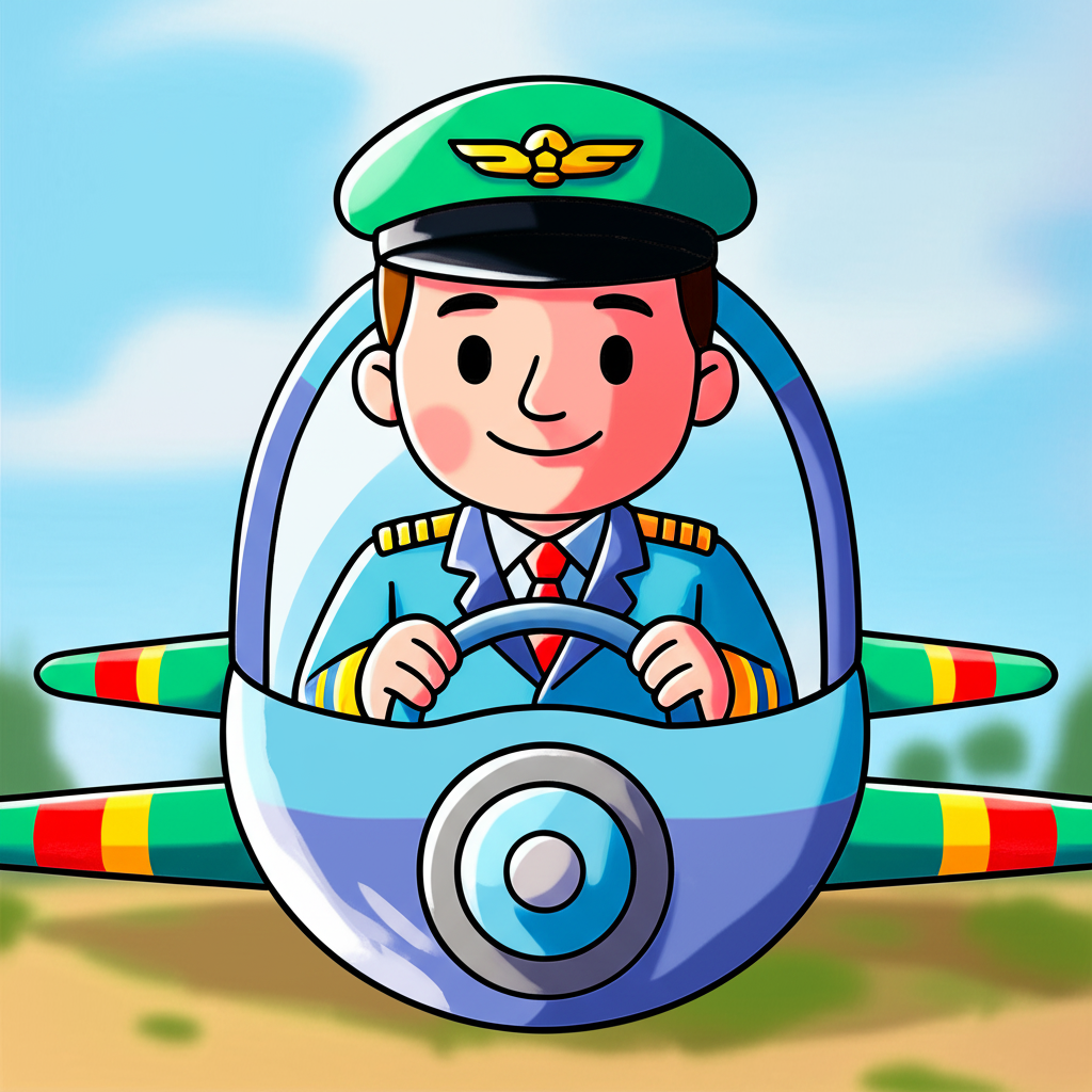 Friendly Sky Captain Coloring Page - Colored Preview