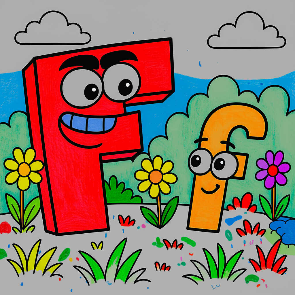 Fun With Letter F Coloring Page - Colored Preview
