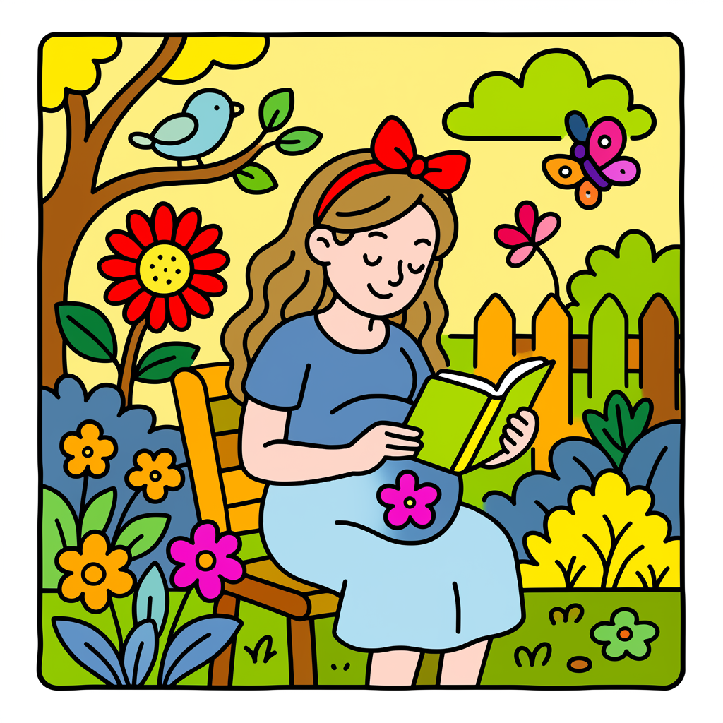 Peaceful Garden Reading Time - Colored Preview