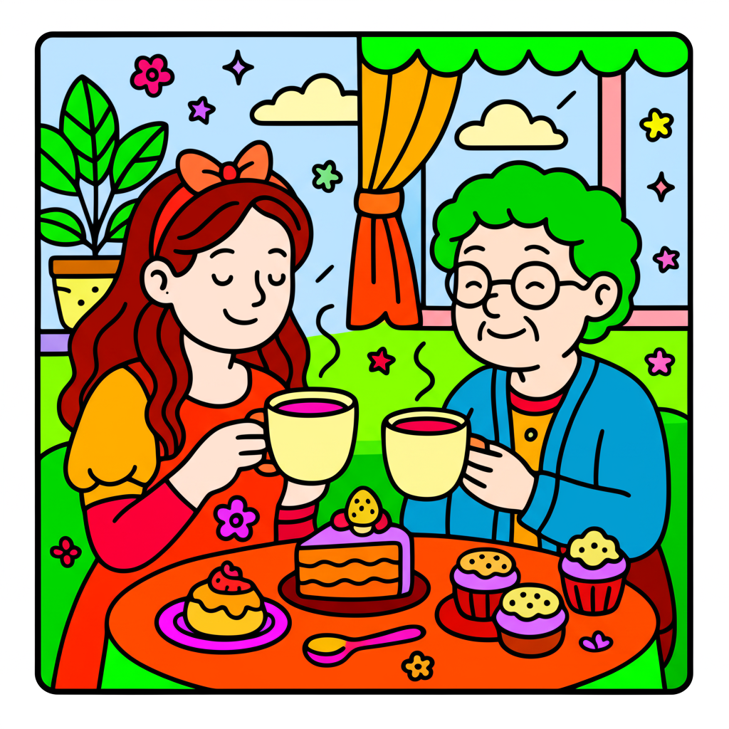 Grandma's Sweet Tea Time - Colored Preview