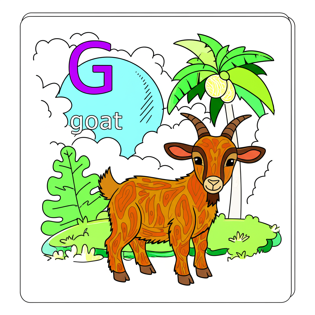 Great Goat Alphabet Fun Coloring Page - Colored Preview