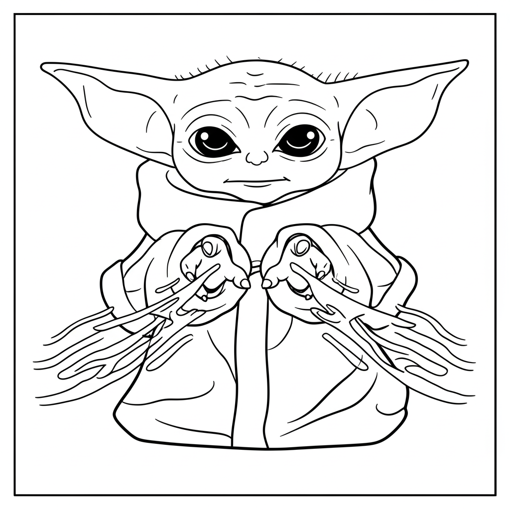 Grogu's Force Power Unleashed Coloring Page