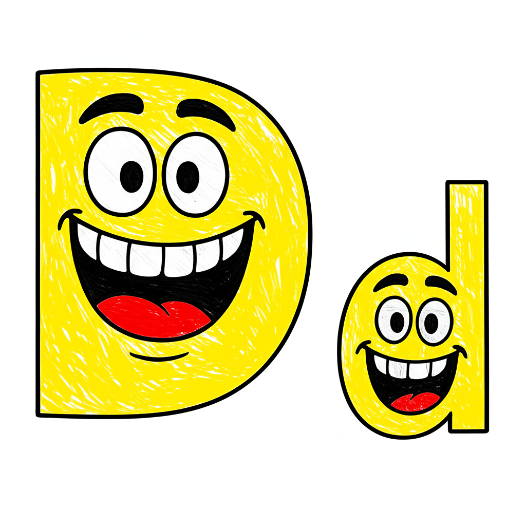 Happy Letter D Duo Coloring Page - Colored Preview