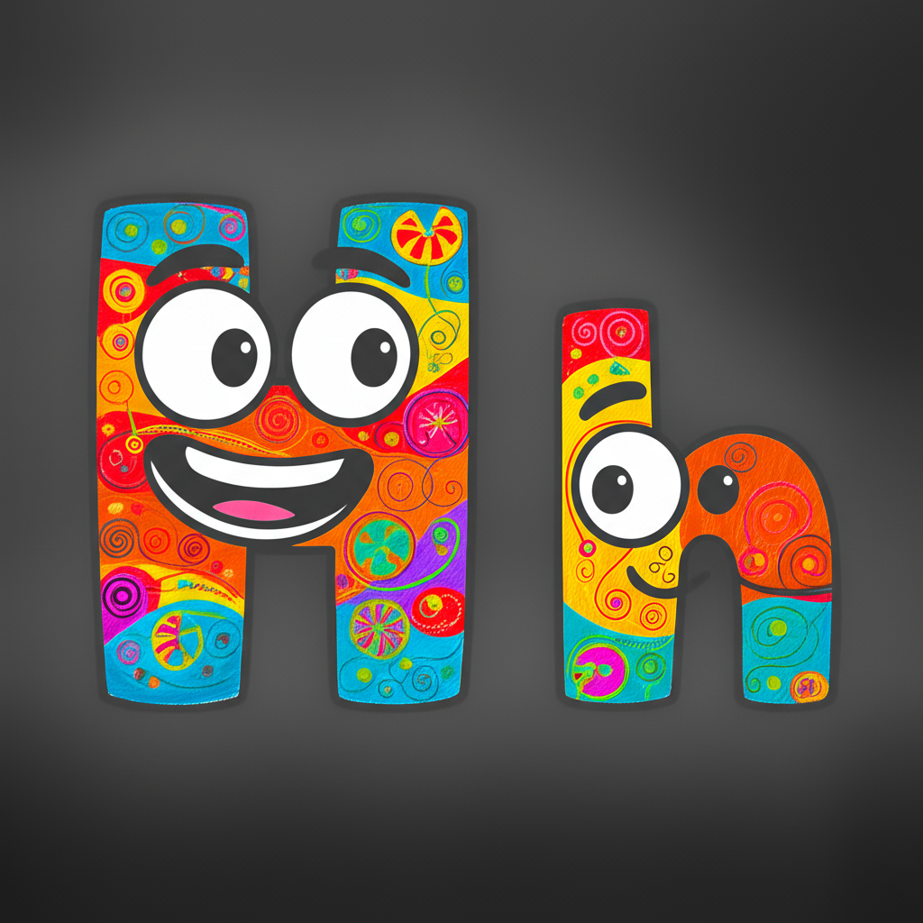 Happy Letter H Characters Coloring Page - Colored Preview