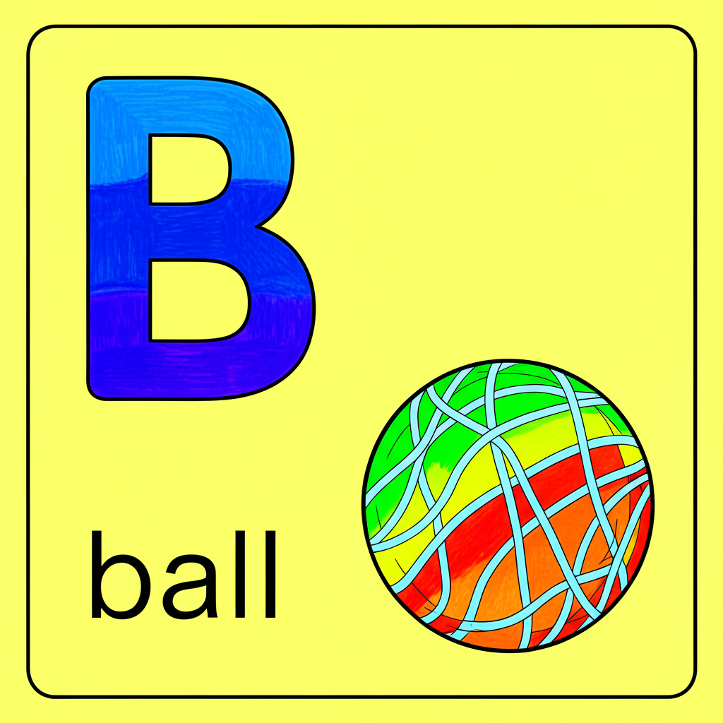 Learn B with a Ball Coloring Page - Colored Preview