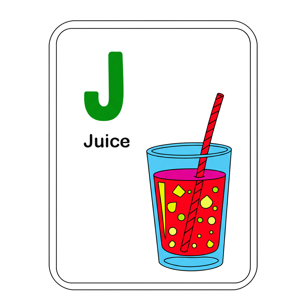 Letter J Juicy Refreshment Coloring Page - Colored Preview