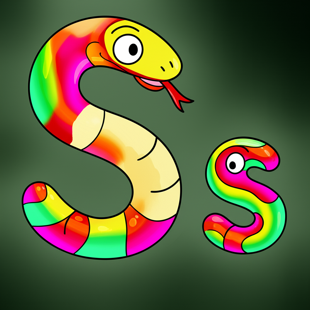 Slithering S Snake Style Coloring Page - Colored Preview