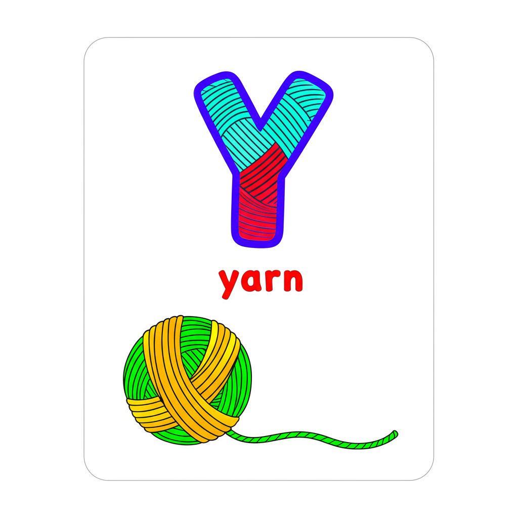 Letter Y for Yarn Coloring Page - Colored Preview