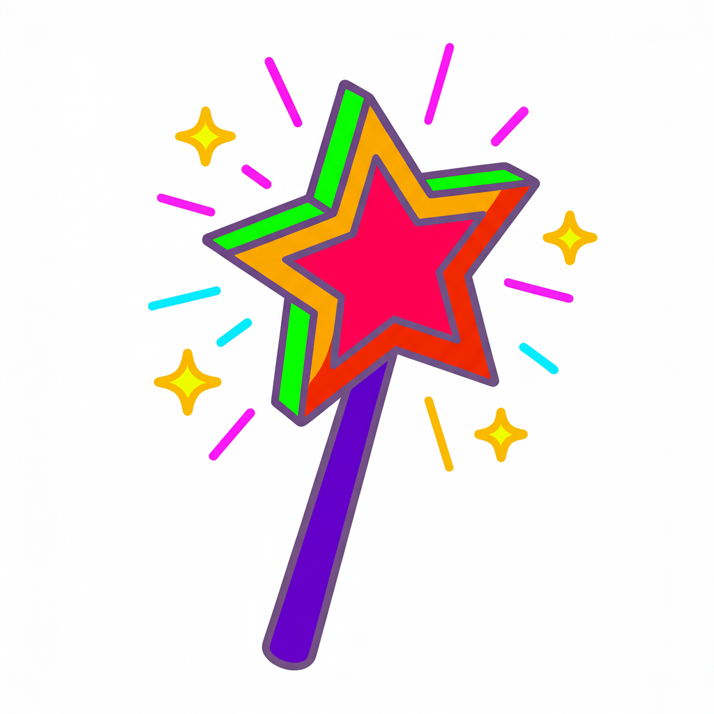 Magical Star Wand Sparkle Coloring Page - Colored Preview