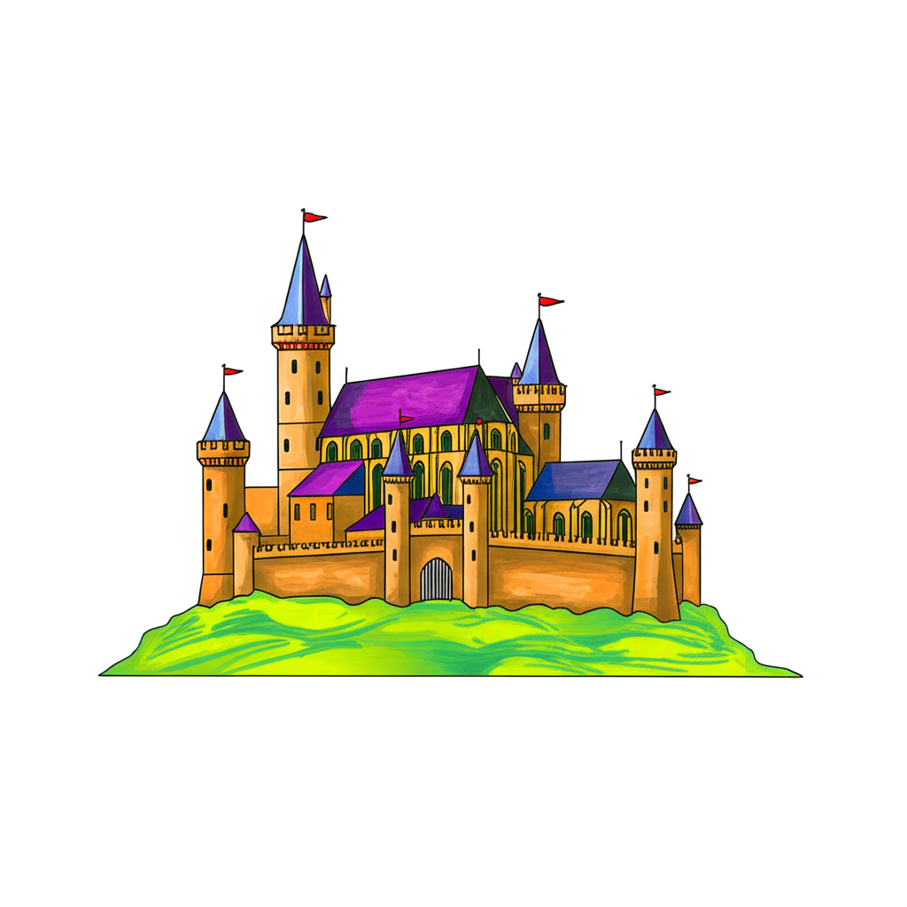Majestic Castle Awaits Color Coloring Page - Colored Preview