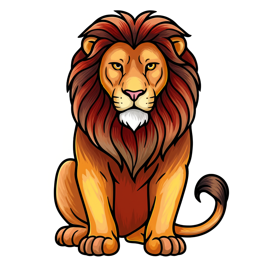 Majestic Lion Coloring Page - Colored Preview