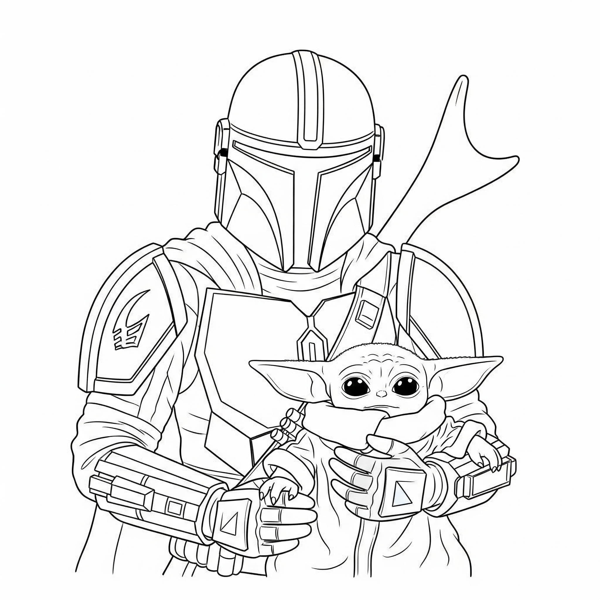 Mandalorian and Grogu Coloring Page