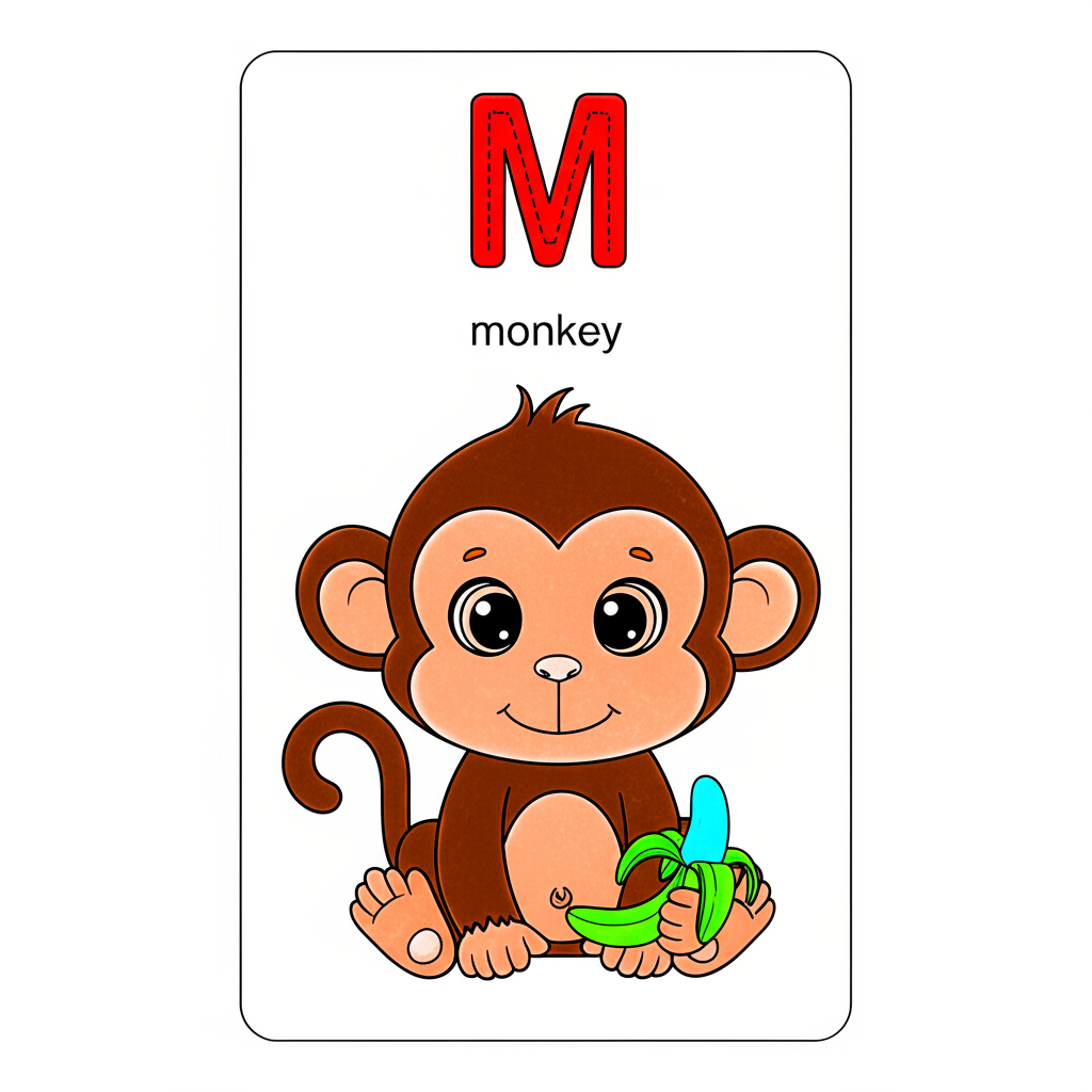 Marvelous Monkey Alphabet Fun Coloring Page - Colored Preview