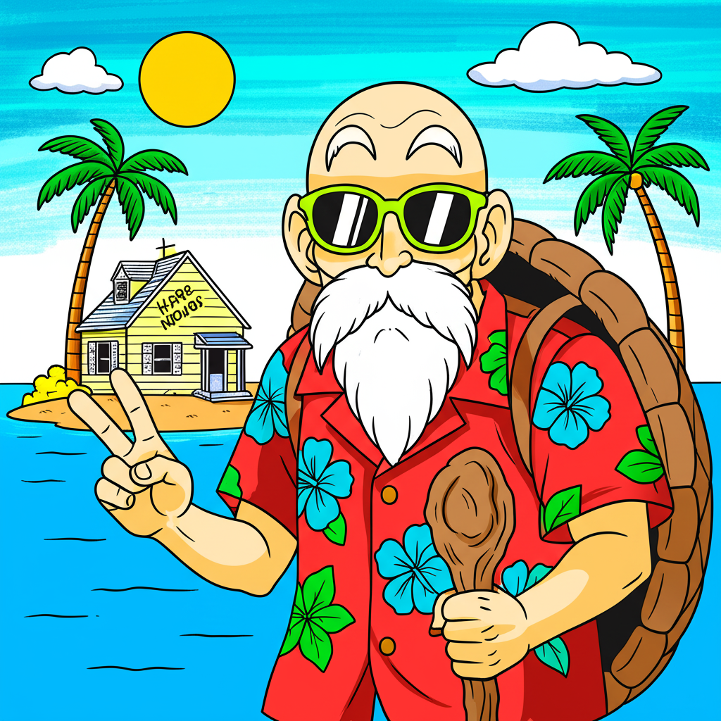 Master Roshi Island Fun Coloring Page - Colored Preview