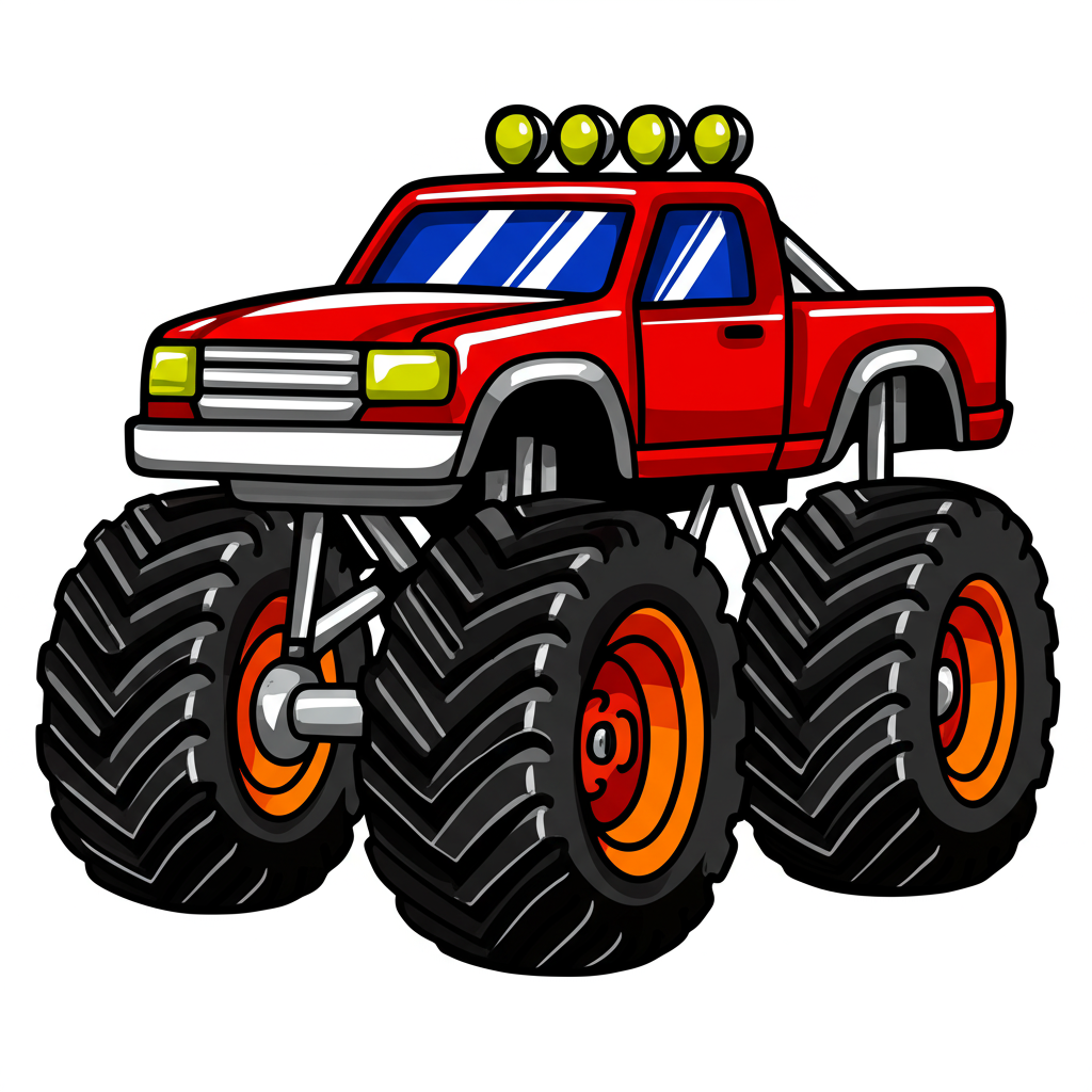 Awesome Monster Truck Coloring - Colored Preview