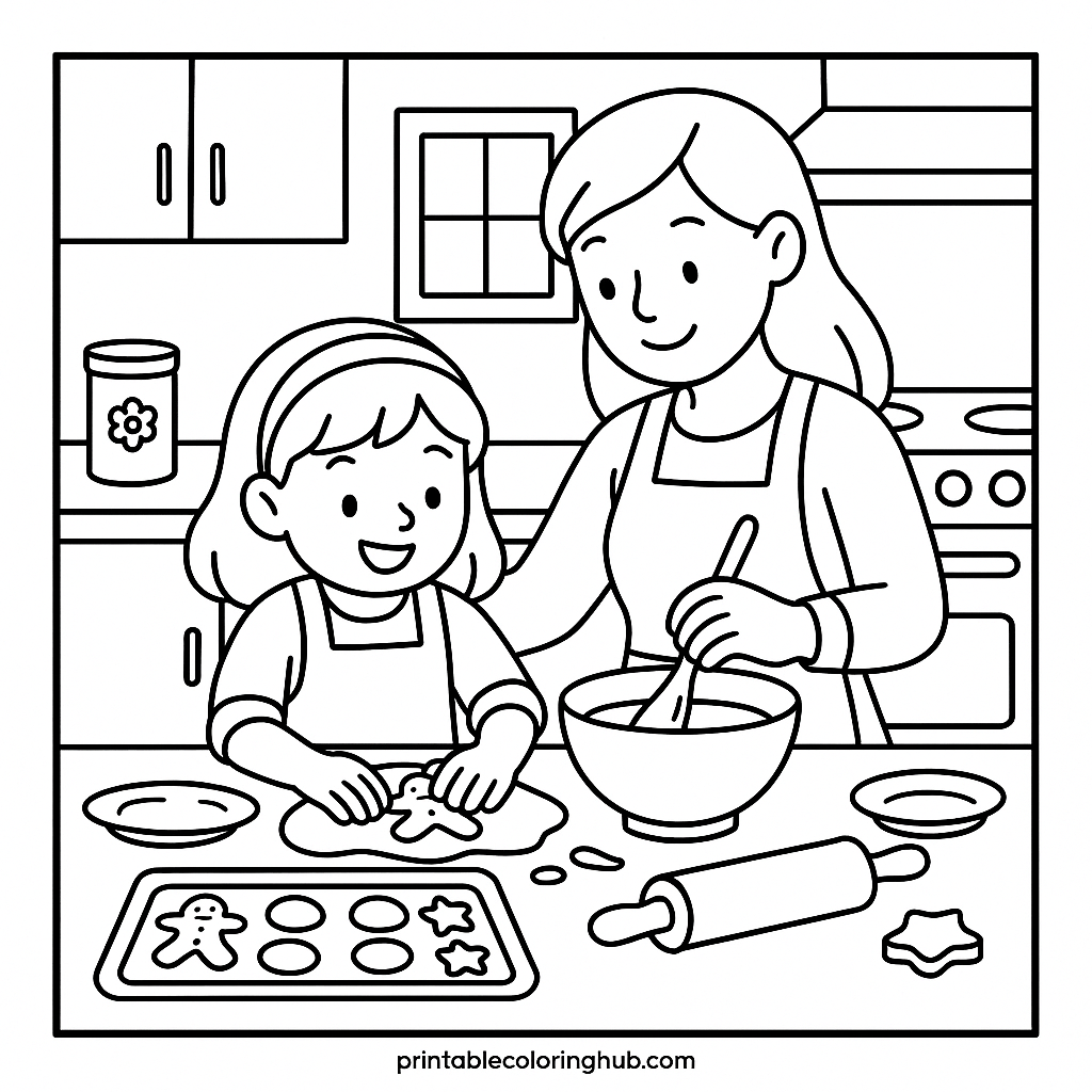 Mother Daughter Baking Cookies Together