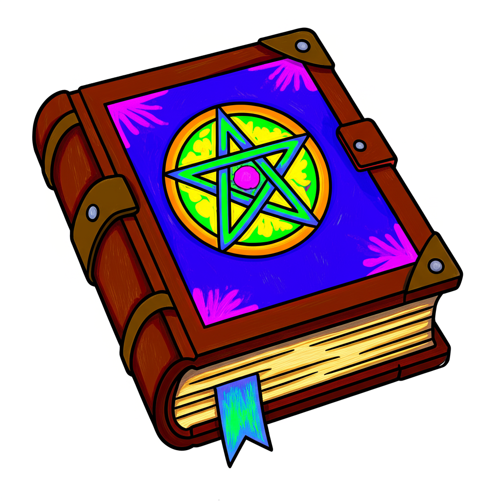 Mystical Tome of Spells Coloring Page - Colored Preview