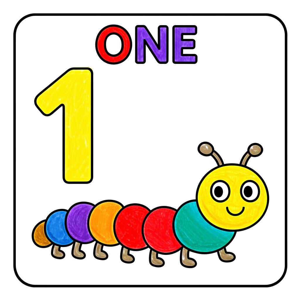Number One Caterpillar Fun Coloring Page - Colored Preview