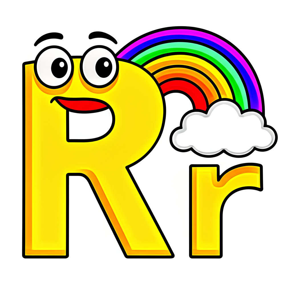 Radiant Rainbow Letter R Coloring Page - Colored Preview
