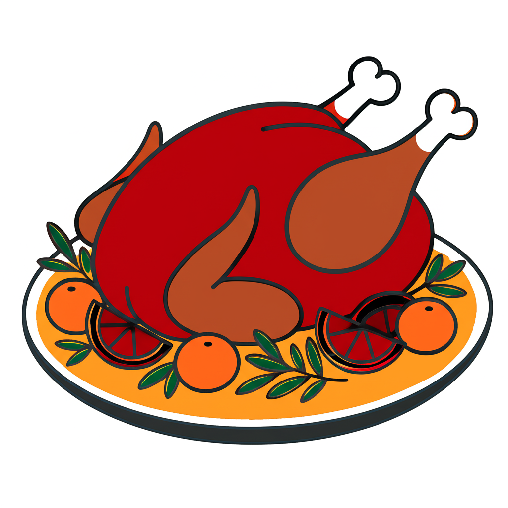Roasted Turkey Platter Feast Coloring Page - Colored Preview