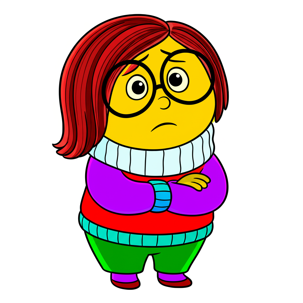 Inside Out Sadness Character Coloring Page - Colored Preview