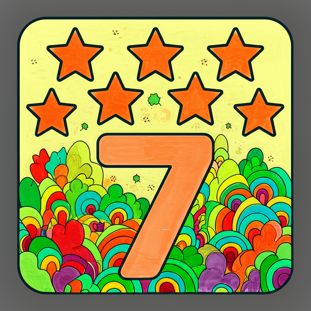 Seven Stars Number Fun Coloring Page - Colored Preview