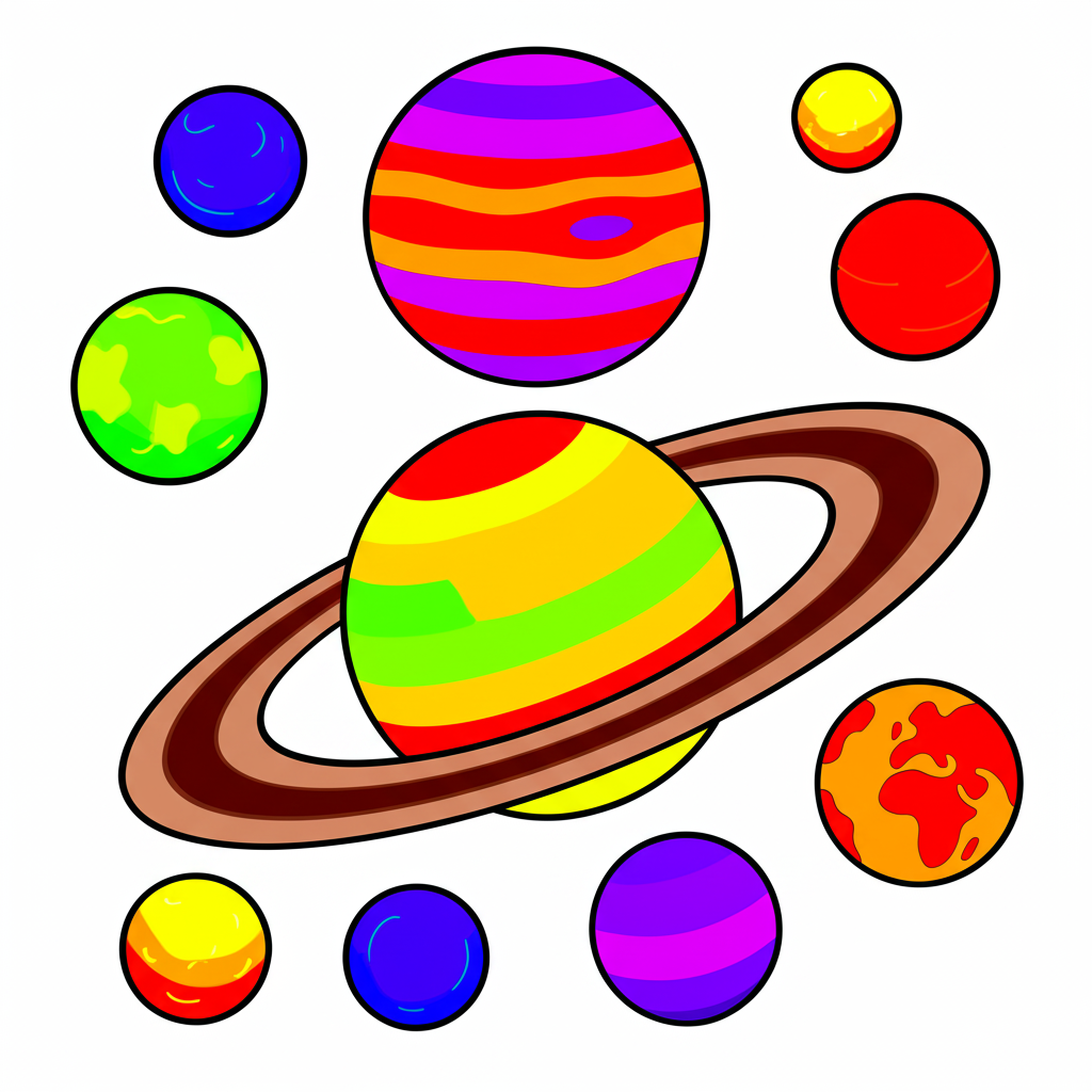 Solar System Adventure Awaits Coloring Page - Colored Preview
