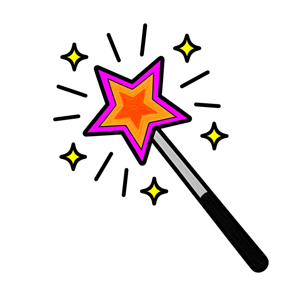Sparkling Magic Wand Coloring Page - Colored Preview