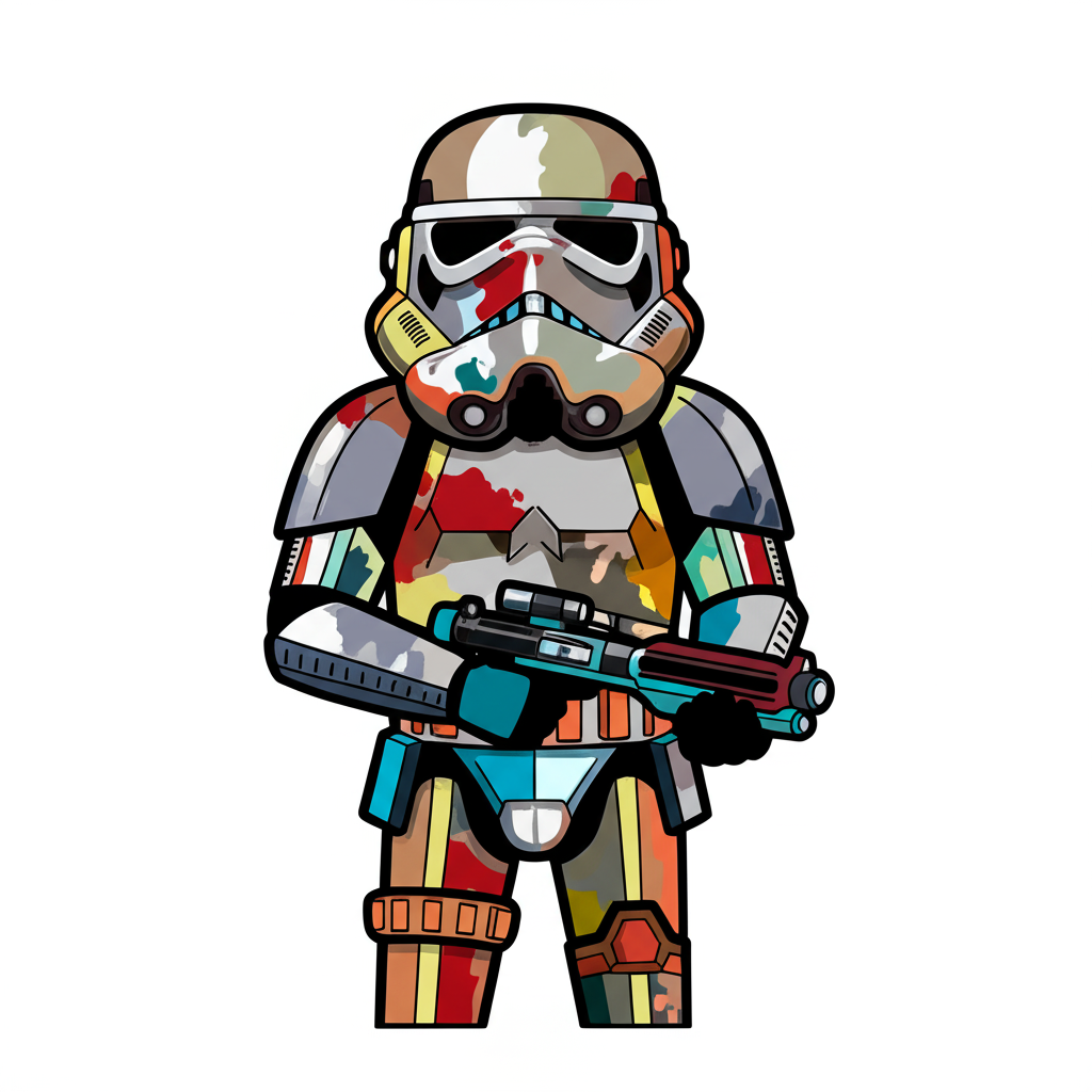 Classic Stormtrooper Ready for Action Coloring Page - Colored Preview