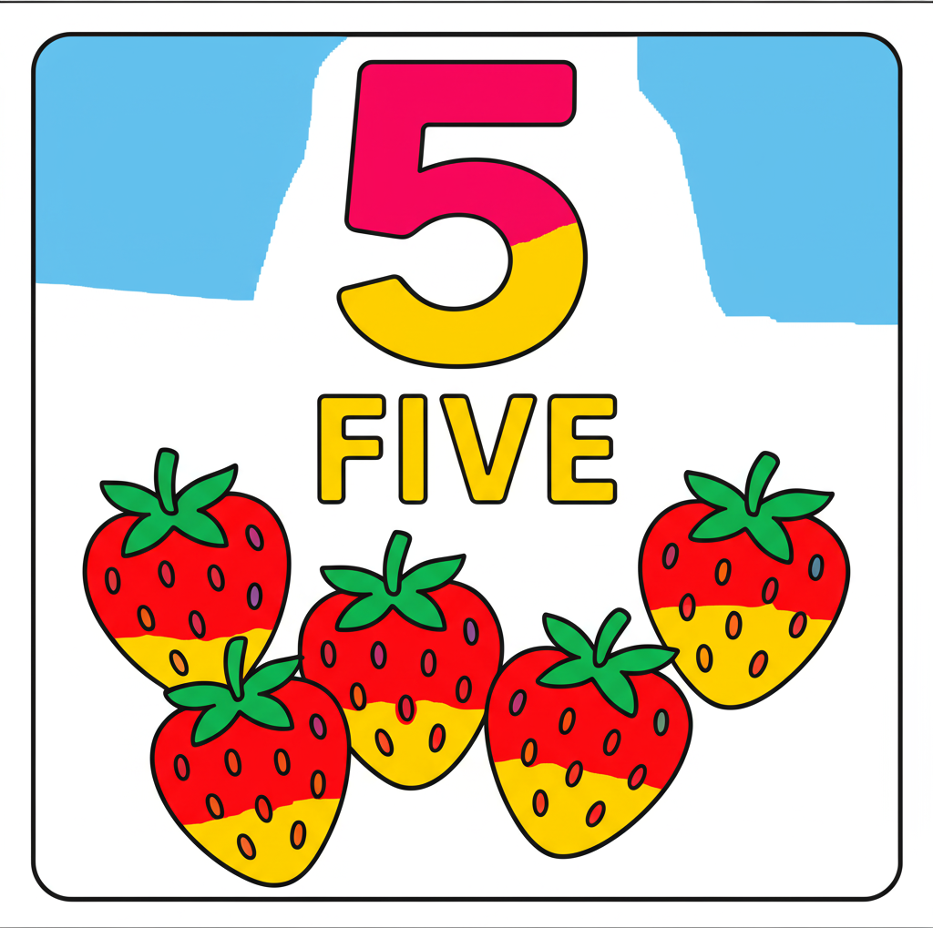 Strawberry Counting Adventure Coloring Page - Colored Preview