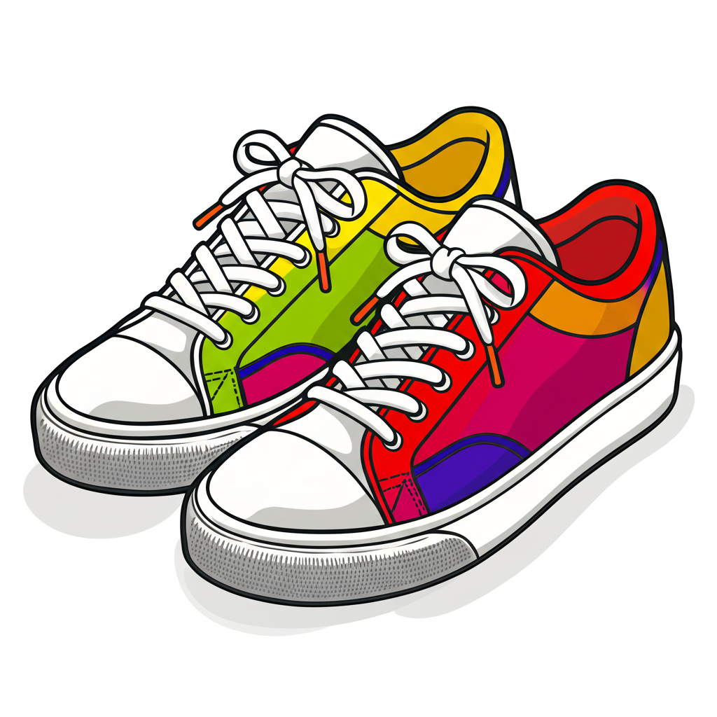 Stylish Sneakers Fun Coloring Page - Colored Preview