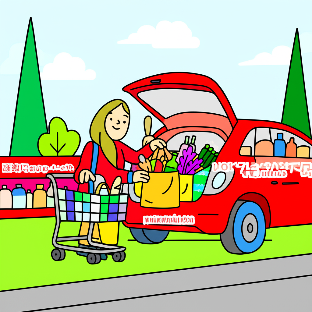 Supermarket Shopping Spree Coloring Page - Colored Preview