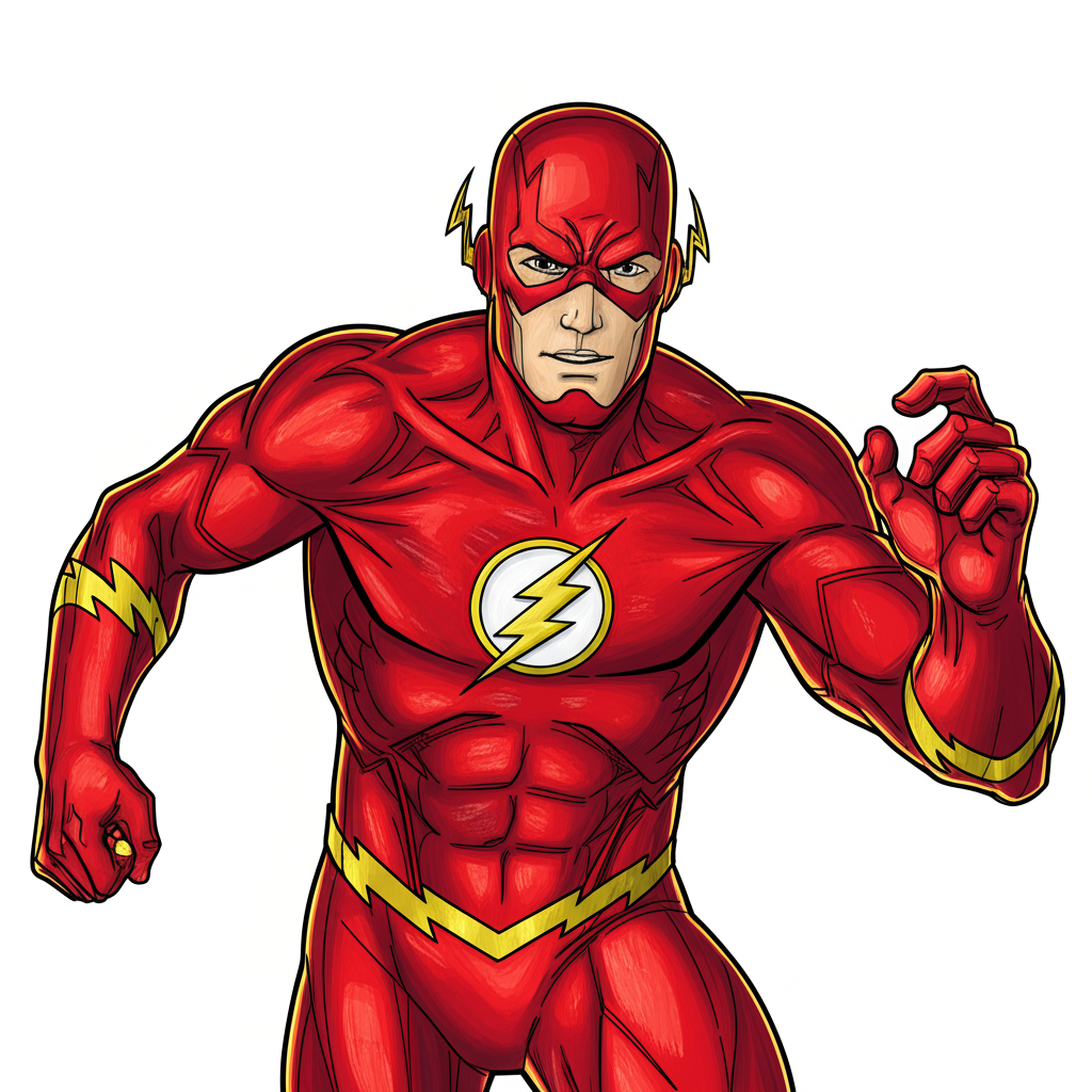The Flash Action Pose Coloring Page - Colored Preview
