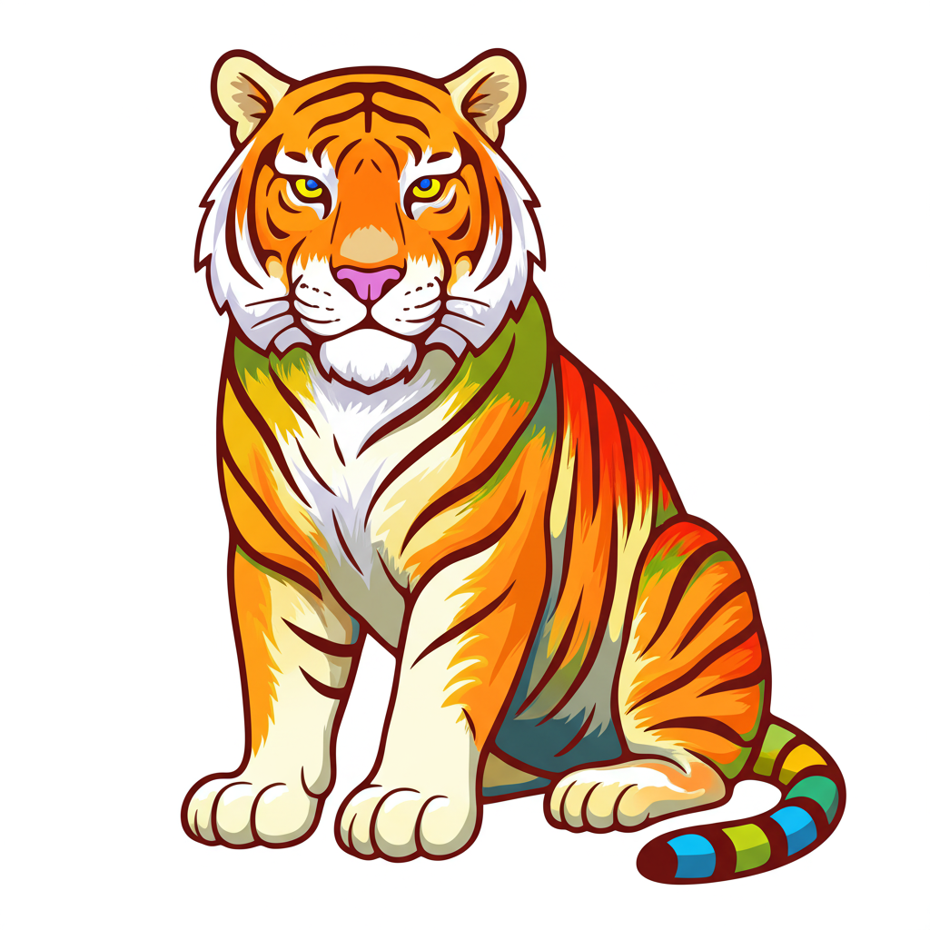 Regal Tiger Coloring Page - Colored Preview